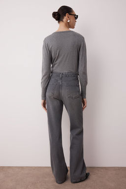 TRENDYOLMILLA Mavi Soluk Efekt Vintage Yuksek Bel Wide Leg Jeans TWOAW24JE00089  фото 4
