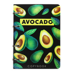Тетрадь на кольцах, в клетку, 160 листов Авокадо на темном, пластиковая обложка, блок офсет