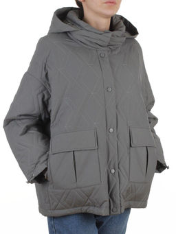 BM4836 GRAY/GREEN Куртка стеганная демисезонная женская (50 гр. холлофайбер)