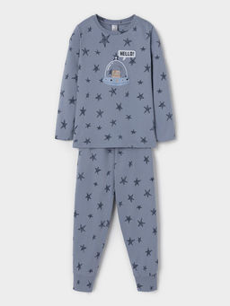 К 1637/серо-голубой,маленькие звезды пижама дет