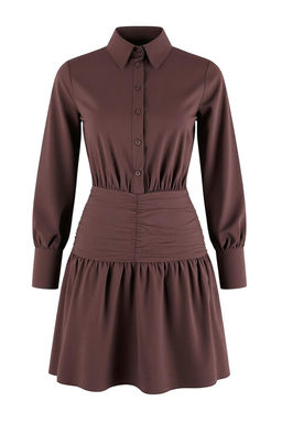 Koyu Kahverengi Bel Detayl? Mini Poplin Dokuma Elbise TWOSS26EL00118