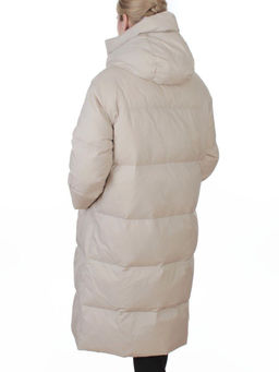 3063 BEIGE Пальто пуховое женское оверсайз (утиный пух) - Fashion фото 6