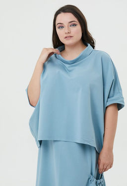 Костюм с юбкой голубой из футера