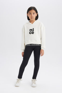 Relax Fit Kap__onlu Bask_l_ Sweatshirt K_z _ocuk - Defacto фото 4