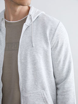 Kap??onlu Uzun Kollu Erkek Fermuarl? Sweatshirt