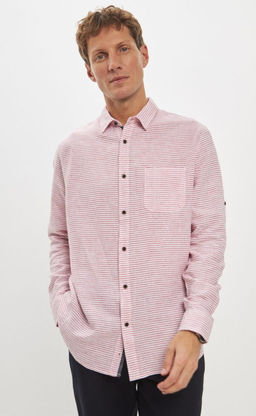 Рубашка д/р лен P411-0489 red