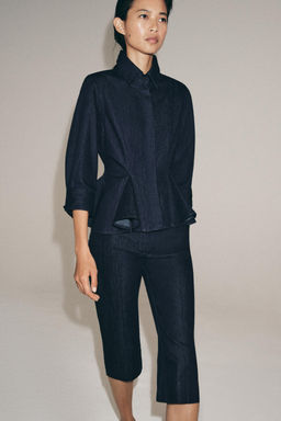 CAMISA DENIM PEPLUM ZW COLLECTION / Azul - Zara фото 4