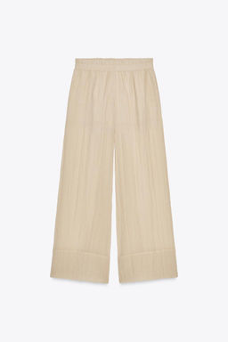 WIDE SEMI-SHEER CREASED-EFFECT TROUSERS - Zara фото 5