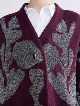 V Yaka Desenli Oversize Kad?n Triko H?rka