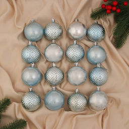 Ёлочные игрушки Туманные грани, шары новогодние, d=6 см, набор 16 шт., голубой