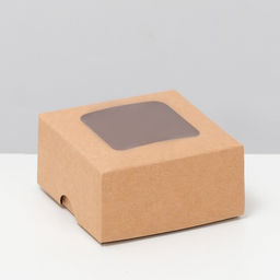 Цена за 10 шт. Коробка складная, крышка-дно, с окном, крафтовая, 8 х 8 х 4 см