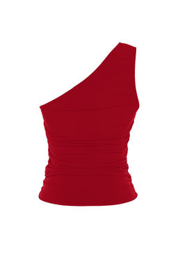 Trendyolmilla Siyah Buzgu Detayl? Fitted/Vucuda Oturan Tek Omuz Esnek Orme Bluz TWOSS21BZ0590  фото 14