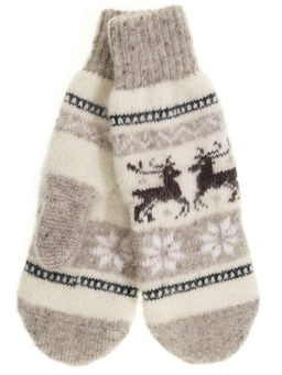 Варежки женские "Олени и орнамент" КРУГ 3435-6