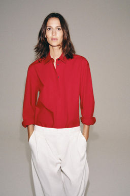 CAMISA POPEL?N ZW COLLECTION / Rojo - Zara фото 2