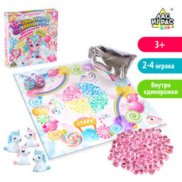Настольная игра-бродилка Волшебные единороги: кристаллы, кубики, мешочек, единороги