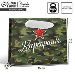 Цена за 2 шт. Пакет подарочный ламинированный, упаковка, «С 23 февраля», S 15×12×5.5 см