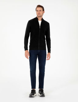 Siyah Slim Fit Fermuarl_ Triko H_rka