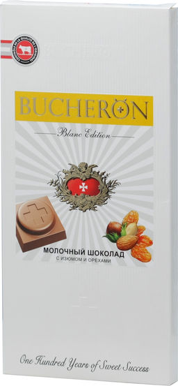 BUCHERON. Blanc Edition. Молочный с изюмом и орехами 85 гр. карт.пачка