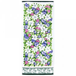 "Япония-2019" Полотенце махровое 34х78см, плотность 300гр/м2, 100% хлопок, "Лилия", зеленый, Bolangde (Китай)