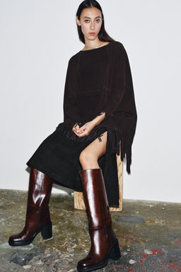 LEATHER BLOCK HEEL BOOTS
