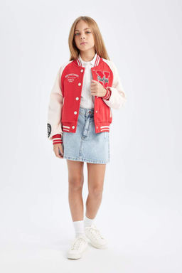 Бомбер с вышитым воротником для девочек, толстый кардиган на мягкой подкладке - Defacto фото 4