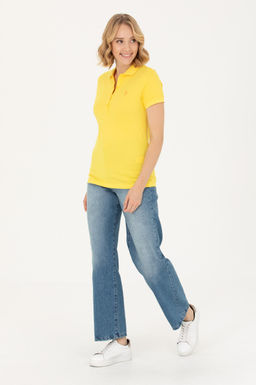 Женская желтая базовая футболка с воротником-поло Неожиданная скидка в корзине - U.s. polo assn фото 11