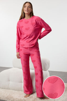 Trendyolmilla Pembe Kalpli Orme Pijama Tak?m? THMAW25PT00086  фото 10
