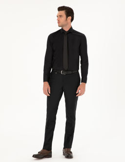 Черная классическая хлопковая рубашка приталенного кроя - Cacharel фото 4