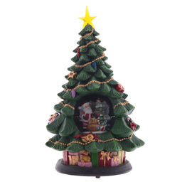 Фигур декор в стекл шаре "Елка и дед Мороз" (подсв, муз, вьюга, AAх3 н/п), D 10 см, L19,5 W19,5 H35