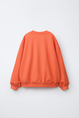 SUDADERA TEXTO BORDADO / Coral rojo - Zara фото 3