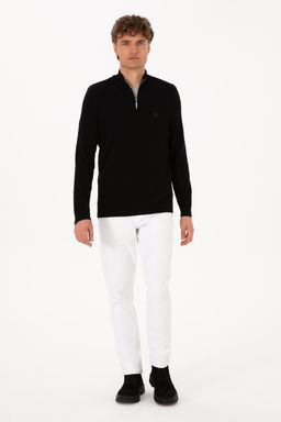 Erkek Slim Fit Yar_m Fermuarl_ Siyah Basic Kazak - U.s. polo assn фото 11
