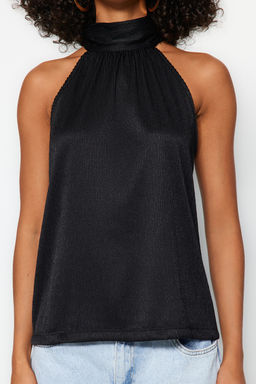 Trendyolmilla Mint Regular/Normal Kal?p Dik Yaka Fit Pilise Esnek Orme Bluz TWOSS23BZ00952 фото 17