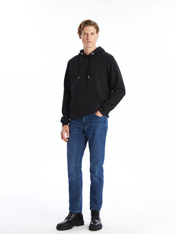 Uzun Kollu Bask?l? Erkek Kal?n Hoodie