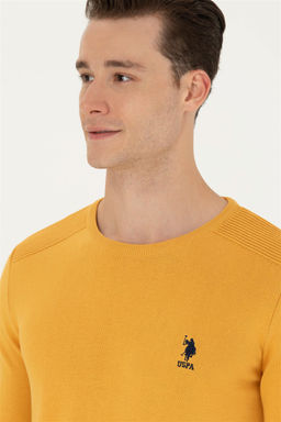 U. S. Polo Assn Мужской горчичный базовый свитер - U.s. polo assn фото 6