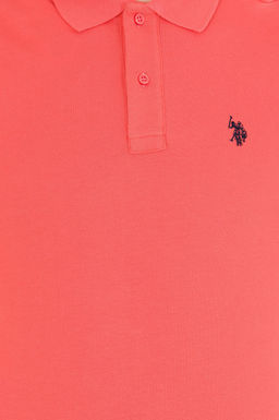 Мужская базовая футболка лососевого цвета с вырезом поло - U.s. polo assn фото 7