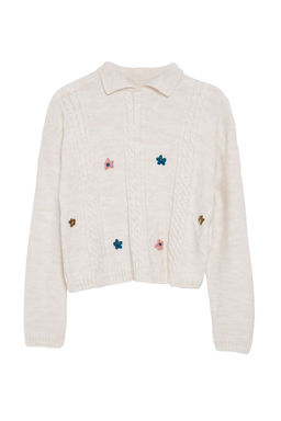 Tas Yumusak Dokulu Gul Detayl? Sac Orgu Triko Kazak TWOAW25KZ00164 - Trendyolmilla фото 6