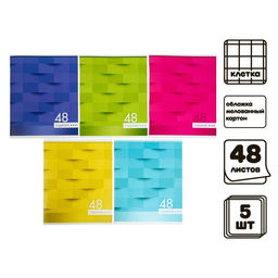 Набор тетрадей 48 листов в клетку, Calligrata «Мозаика», серые листы, 5 шт.