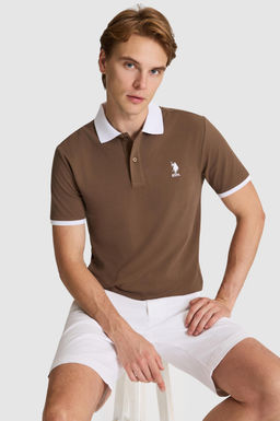 Erkek Kahverengi Regular Fit Polo Yaka Basic Ti__rt