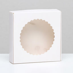 Цена за 6 шт. Коробка сборная, белая, с окном, 11.5×11.5×3 см