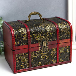 Шкатулка для украшений «Сундучок. Цветы и бамбук», дерево, состаренная, 15×22×15.5 см, МИКС