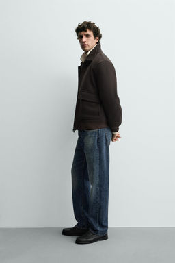 WOOL BLEND JACKET WITH CONTRAST COLLAR - Zara фото 4