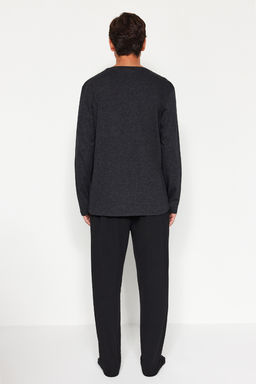 TRENDYOL MAN Erkek Antrasit Regular Fit Bask?l? Orme Pijama Tak?m? TMNAW24PT00038 - Trendyolmilla фото 4