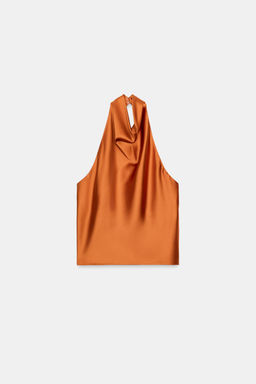 TOP HALTER SATINADO / Naranja