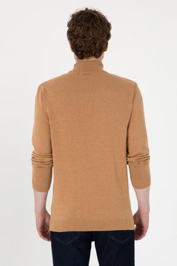 Erkek Slim Fit Yar_m Bal_k__ Yaka Camel Melanj Basic Kazak - U.s. polo assn фото 5