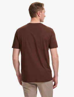 Koyu Kahverengi Regular Fit %100 Pamuk Bisiklet Yaka Basic Ti__rt