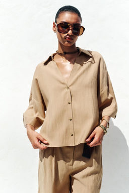 WIDE SHORT SLEEVE SHIRT - Zara фото 9