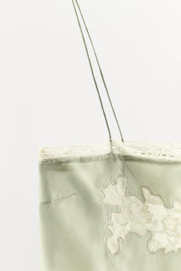 TOP SEDA 100% BORDADO FLORAL / Verde agua - Zara фото 6