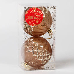 Ёлочные игрушки Гэбриэл, шары новогодние, d=8 см, 2 шт., сетка, коричневый - Зимнее волшебство фото 3