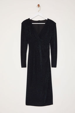 Trendyolmilla Siyah-Yesil Simli Orme S?k Abiye Elbise TPRAW25EL00063 фото 6