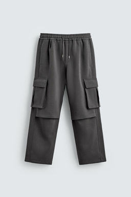 NEOPRENE-EFFECT PLEATED CARGO TROUSERS - Zara фото 5